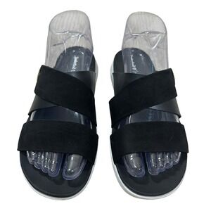 Timberland Womens Sandals Black Nubuck Leather Strappy Flat Slide Slip On Size 6